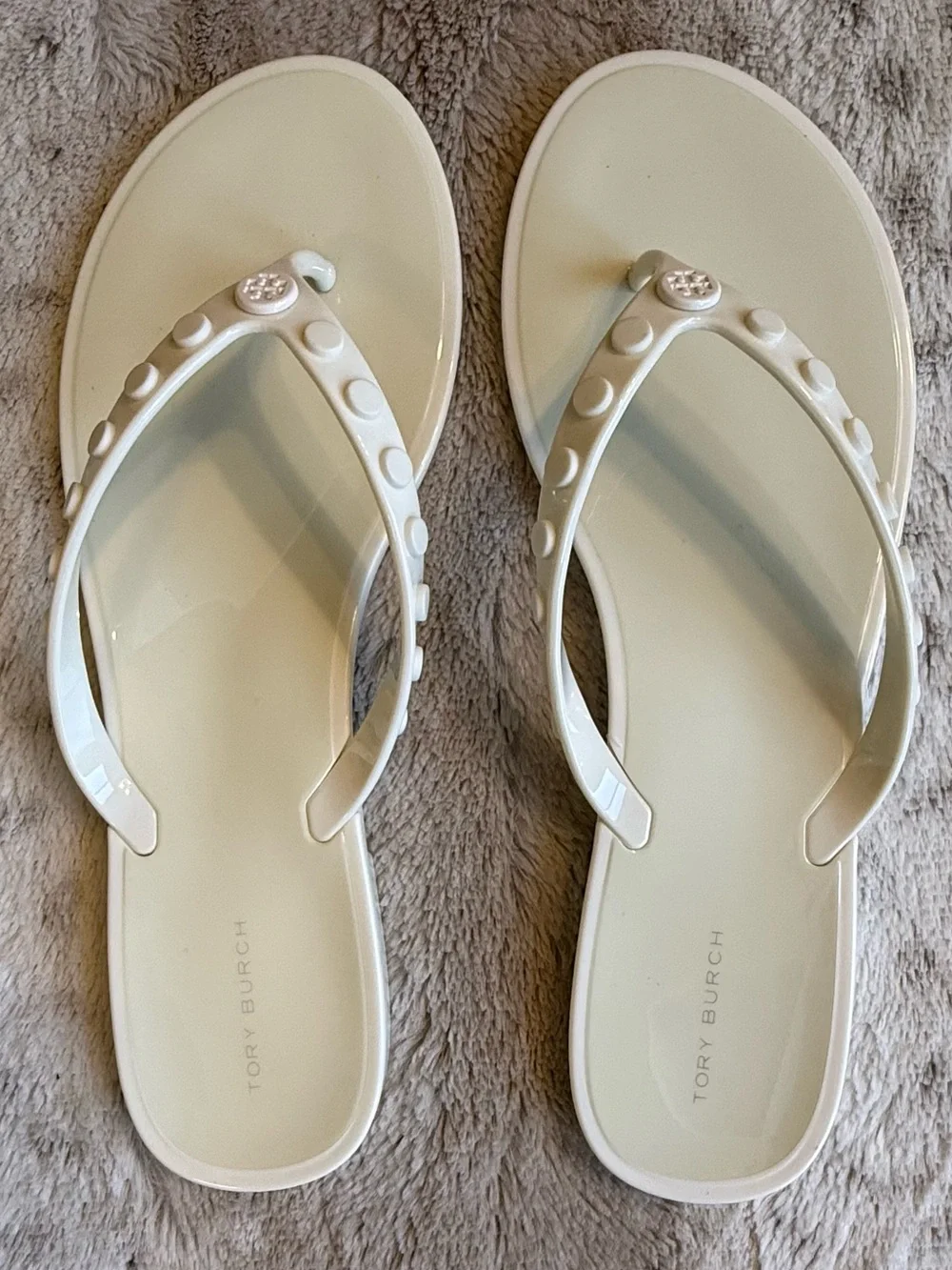 NEW💕TORY BURCH Studded Jelly Thong Beach Sandal in Ivory Size 9